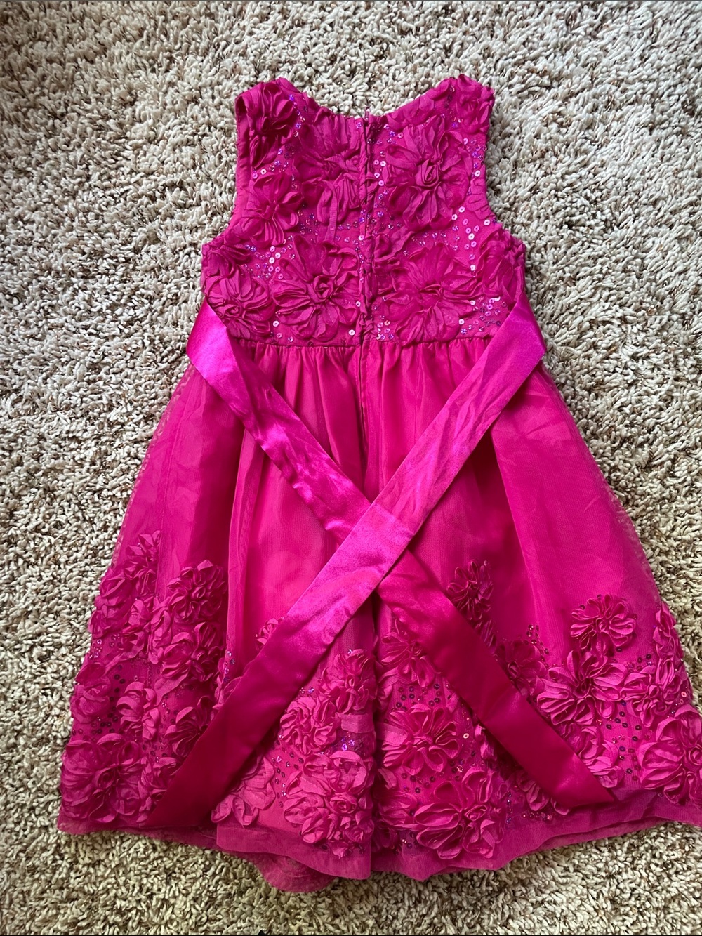 Girls Fuchsia Floral Party Dress - Picture 2 of 3